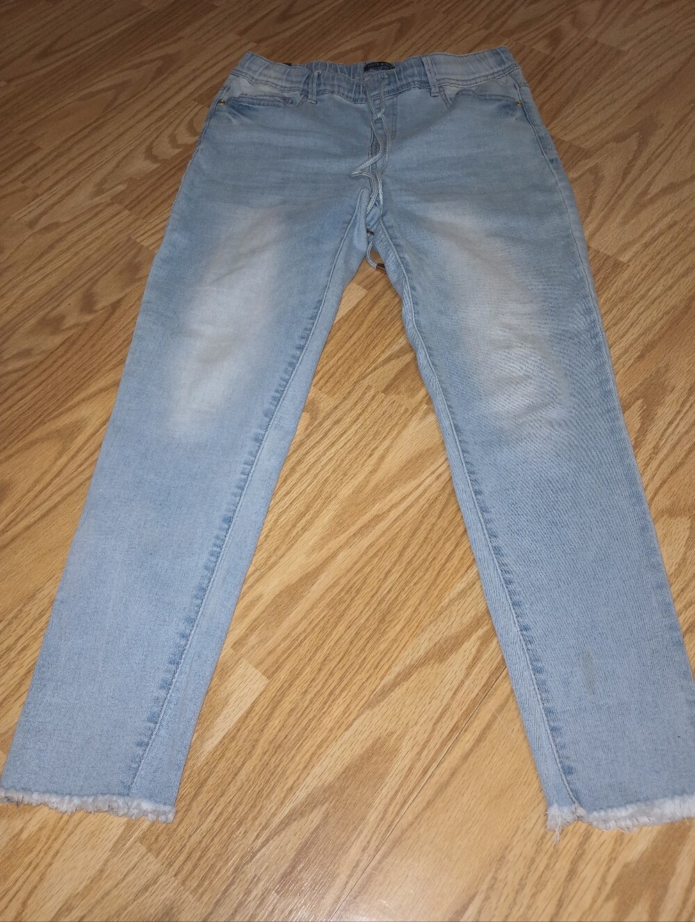 Elite Jeans. Stretch. Ankle. Skinny. Drawstring Waist. Lightwash Blue. Women's L